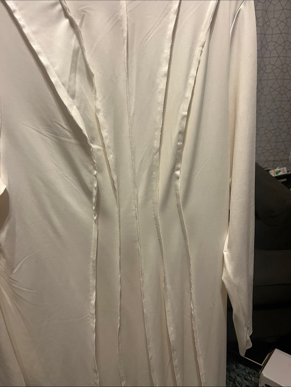 Fashion to Figure Long Sleeve Ivory Seaming Detail Dress - Picture 2 of 5